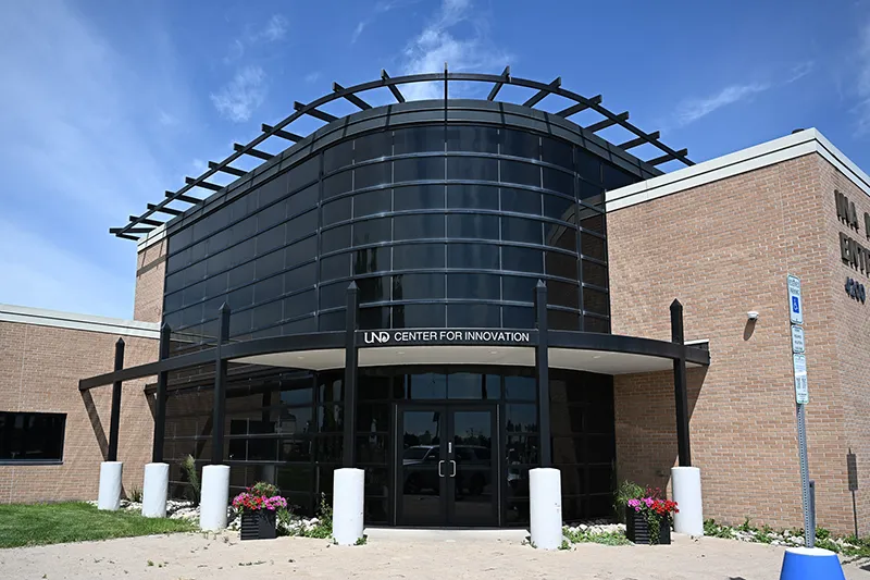 The exterior building entrance of the UND Center For Innovation.